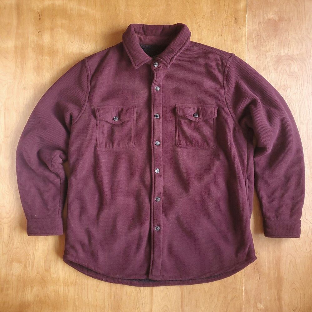 Freedom Foundry Sherpa Fleece Shirt Jacket Mens XL Solid Plush Textured Shacket